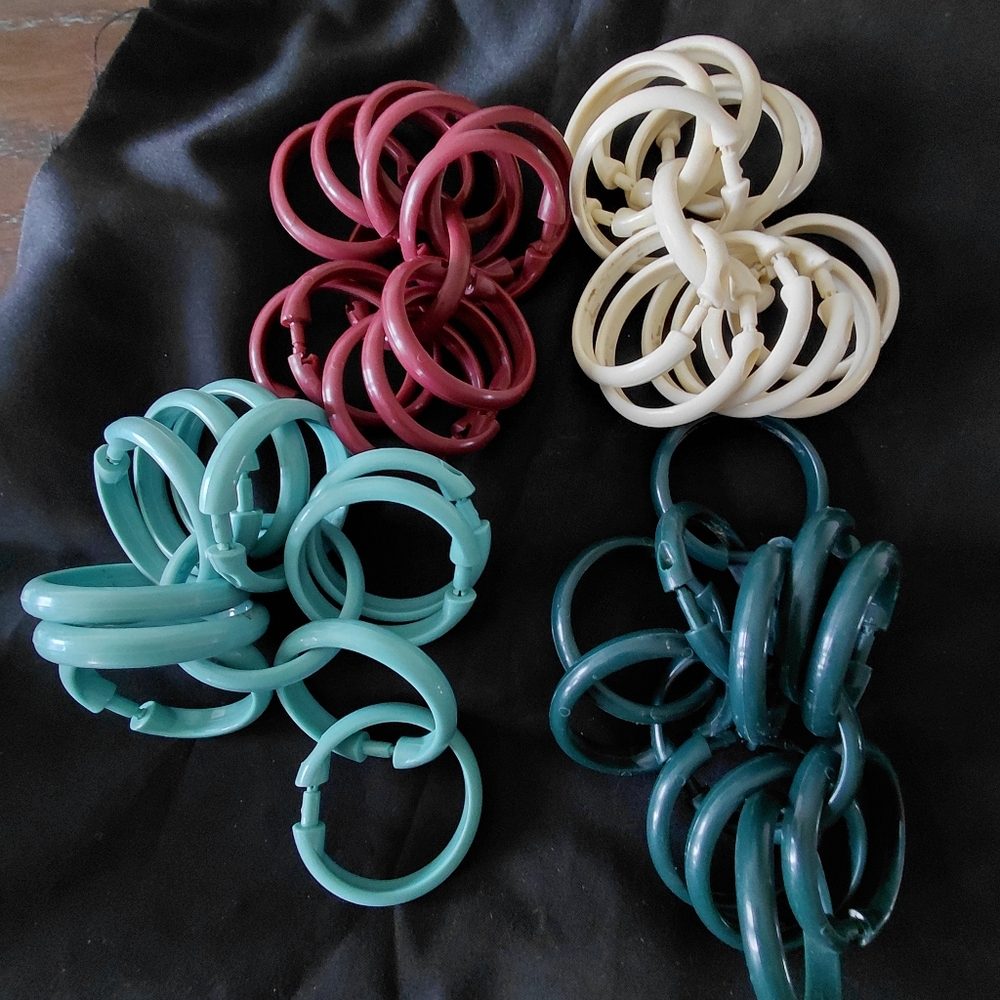 Shower Curtain Rings Pick One Set... Teal, Burgundy, Cream N Green - Picture 2 of 6